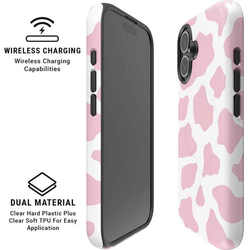 Pink Cow Print iPhone 16 Plus Magsafe Impact Case